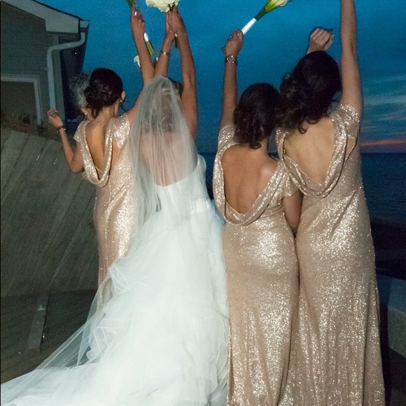 Sold- SORELLA VITA 8718 Rose Gold Sequin Dress - Picture 8 of 8